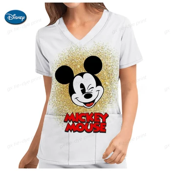 Disney Sestra Jednotné Vrecku Mickey Mouse kórejský Módne Žena Blúzky 2023 Lete Womans Oblečenie dámske tričko Tričko Yk2