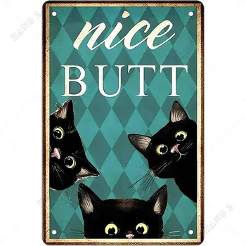 Vtipné Čierna Mačka, Kúpeľňa Vintage Kovov Cín Prihlásiť Stenu Decor Art Wc Plagáty PEKNÝ ZADOK Retro na Home Office