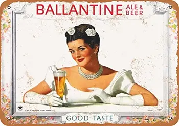 9 x 12 Kovové Prihlásenie Ballantine Ale & Pivo - Vintage Vzhľad