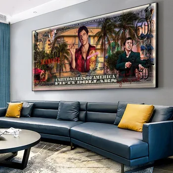 Tony Montana pozdraviť Môj Malý Priateľ Scarface Filmové Plagáty Plátne Obrazy 50 Dolár Tlač Wall Art Domova umelecké Diela