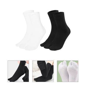 2 Páry Tabi Ponožky Non-protišmykové Prst Ženy Non-protišmykový Split Bavlna Oddelené Dôkaz