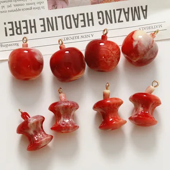2 ks roztomilý 3d simulácia apple živicové náušnice Prívesok Charms pre Náhrdelník Náramok, Náušnice, Šperky, Takže Diy Zistenia