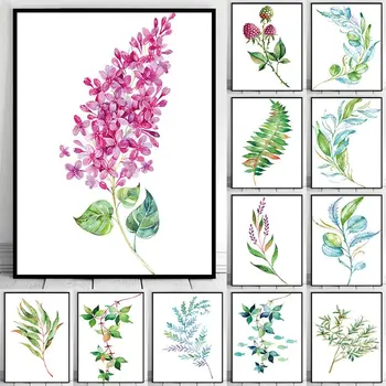 Zelené Rastliny Domova Plátno Umenie Plagátu A vzory, Moderné Kvety, Listy Wall Art Maľovanie na Obývacia Izba, Spálňa Dekoratívne