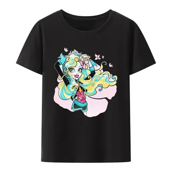 Spoločnosť Monster High Anima Y2k Bavlna T-shirts Americká Módna Bábika Portrét Krátke Sleeve Tee Grafické Tees Populárne Písmená Krásne Čaj