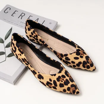 Poukázal Ploché Topánky Ženy Leopard Sexy Módne Bytov Bežné Pošmyknúť na Mokasíny Plytké Úst Veľkosť 35-42 Pekný Kvality Zapatos Mujer